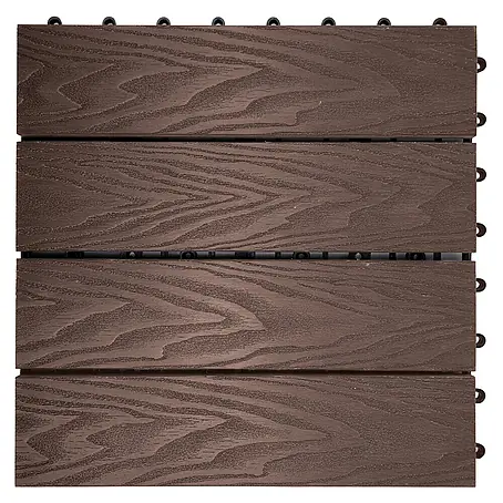 Floordirekt  Klickfliese Noble 3D - 30 x 30 cm - 11er Set - 1 m² - Moderne Terrassenfliese - Braun