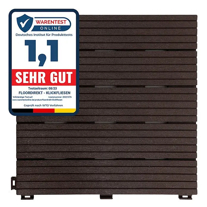 Floordirekt Klickfliese Claire Braun 30 x 30 cm -  - Dunkelbraune geriffelte Klickfliese, von Warentest Online mit 'SEHR GUT' und der Note 1,1 ausgezeichnet.