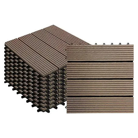 Floordirekt  Klickfliese WPC Royal 30 x 30 cm Dunkelbraun 11er-Set