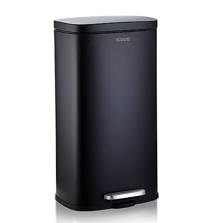 Floordirekt Mülleimer Dustin aus Edelstahl Absenkautomatik 50 Liter Schwarz