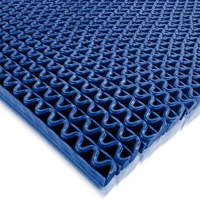 Floordirekt Antirutschmatte Anti-Slip für Barfußzonen - UV-beständig - Blau - 120 x 700 cm - Blau - Blaue, flexible PVC-Drainagematte mit offenem Wellenmuster.