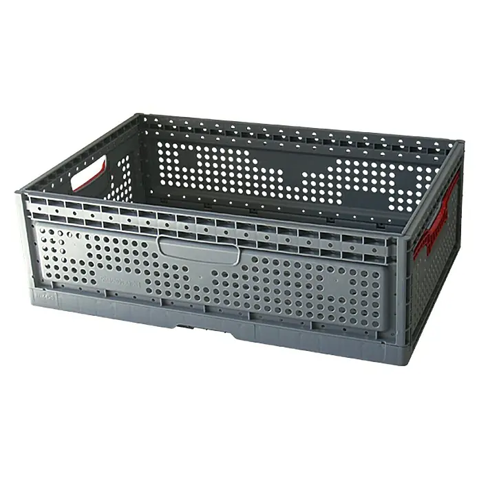 BAUHAUS Eurobox Faltbar - 39 l, L x B x H: 60 x 40 x 20 cm - Graue Faltbox mit Löchern zur Aufbewahrung. Ideal für Transport und Lagerung, platzsparend zusammenklappbar.