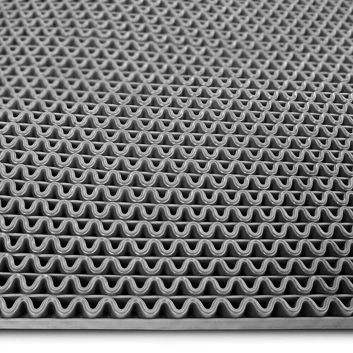 Floordirekt Antirutschmatte Anti-Slip für Barfußzonen - UV-beständig - Grau - 90 x 50 cm - Grau - Graue, gewellte, strukturierte Matte für rutschfeste oder Eingangsbereiche.