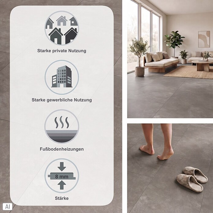 Parador Designboden Modular One (Beton dunkelgrau, Fliese, 853 x 400 x 8 mm) | BAUHAUS