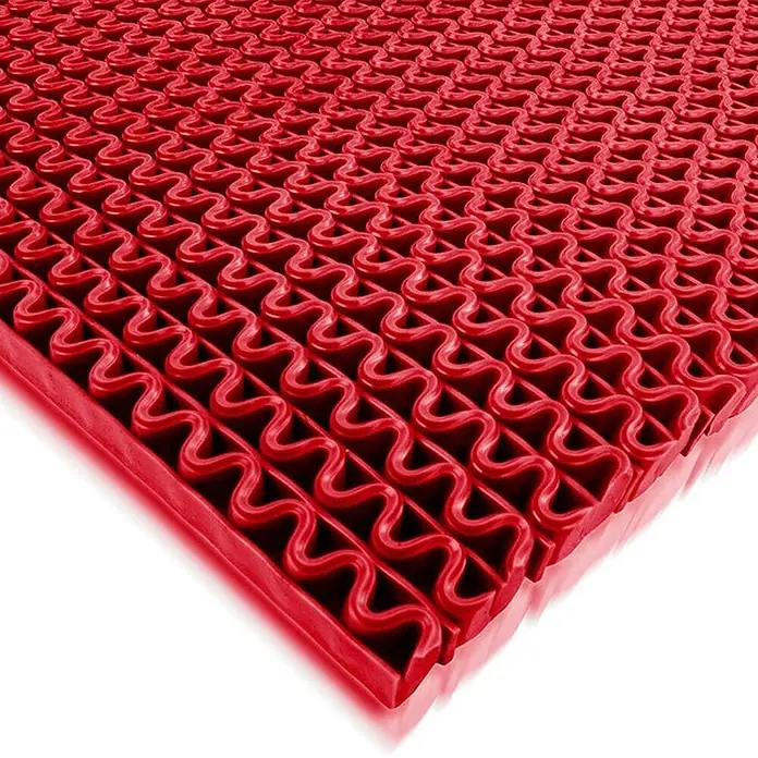 Floordirekt Antirutschmatte Anti-Slip für Barfußzonen - UV-beständig - Rot - 120 x 50 cm - Rot - Rote PVC-Antirutschmatte mit offenem Wellenmuster zur Entwässerung.