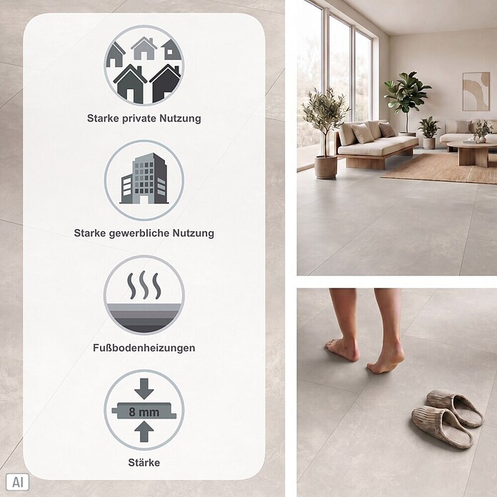 Parador Designboden Modular One (Beton Weiß, Fliese, 853 x 400 x 8 mm) | BAUHAUS