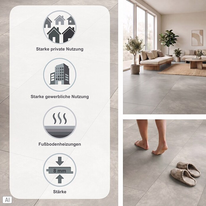 Parador Designboden Modular One (Beton Hellgrau, Fliese, 853 x 400 x 8 mm) | BAUHAUS