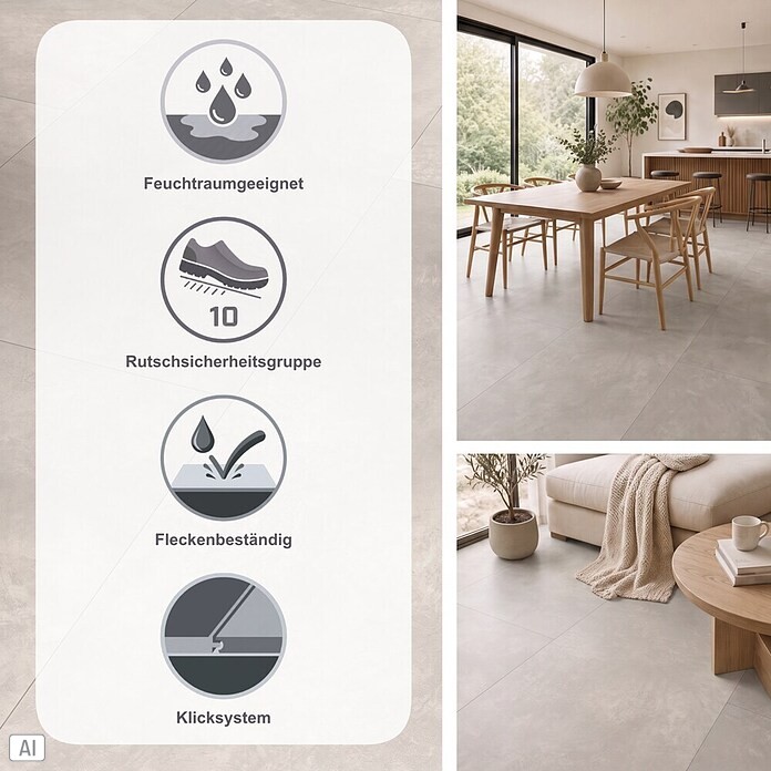 Parador Designboden Modular One (Beton Weiß, Fliese, 853 x 400 x 8 mm) | BAUHAUS