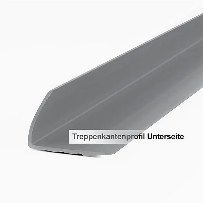 Floordirekt Treppenkantenprofil Michigan 120 cm Grau - Kunststoff, Grau - Graues Treppenkantenprofil, von der Unterseite gezeigt.