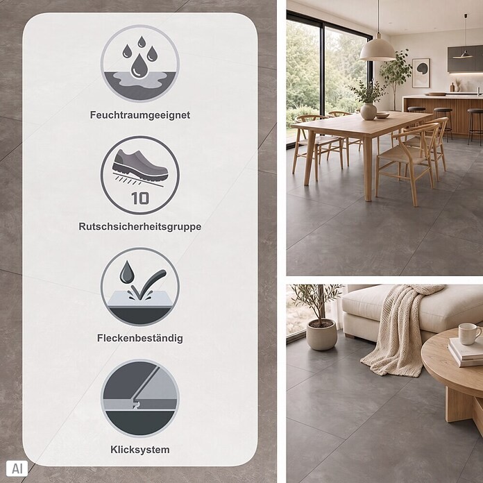 Parador Designboden Modular One (Beton dunkelgrau, Fliese, 853 x 400 x 8 mm) | BAUHAUS