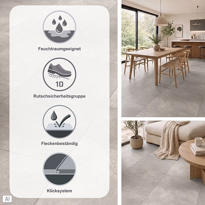 Parador Designboden Modular One (Beton Hellgrau, Fliese, 853 x 400 x 8 mm) | BAUHAUS