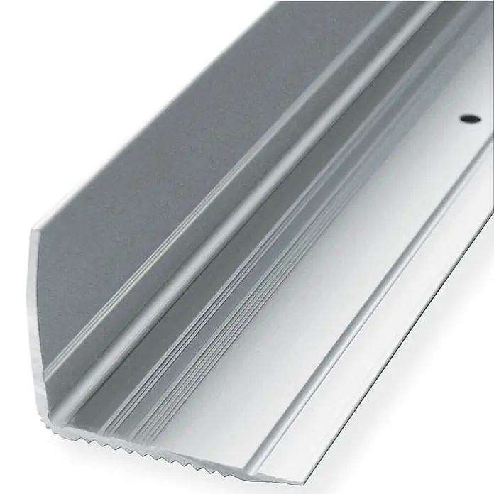 Floordirekt Treppenkantenprofil Integral 134 x 3 x 2 cm Silber - Aluminium, Silber - Silbernes Aluminium L-Profil, gerippt für Rutschfestigkeit, mit gezackter Unterseite.