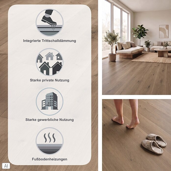 Parador Designboden Modular One (Eiche Pure perlgrau, 1 285 x 194 x 8 mm) | BAUHAUS