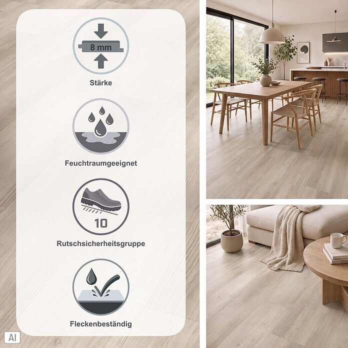 Parador Designboden Modular One (Pinie Rustikal grau, 1 285 x 194 x 8 mm) | BAUHAUS
