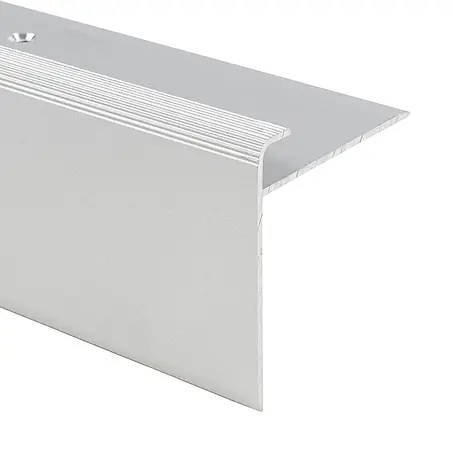 Floordirekt Stufenkantenprofil Safety F-Form Silber 90x5,3 cm Vorgebohrt