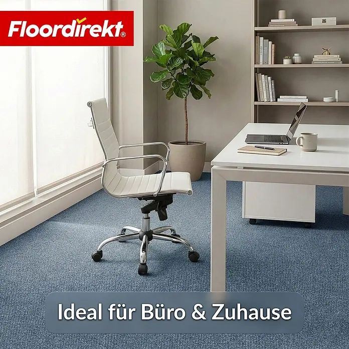 Floordirekt Teppichboden Meterware Malta - aus Nadelvlies - mit Schaumrücken - Grau - 200 x 250 cm - Nadelfilz, Polypropylen, Grau - Blauer, melierter Teppichboden. Ideal für den Einsatz in Büro und Zuhause.