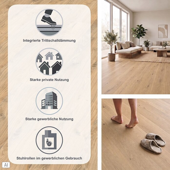 Living by Haro Hydrostar Designboden (Eiche Alba, Landhausdiele, 1 282 x 235 x 6,5 mm) | BAUHAUS