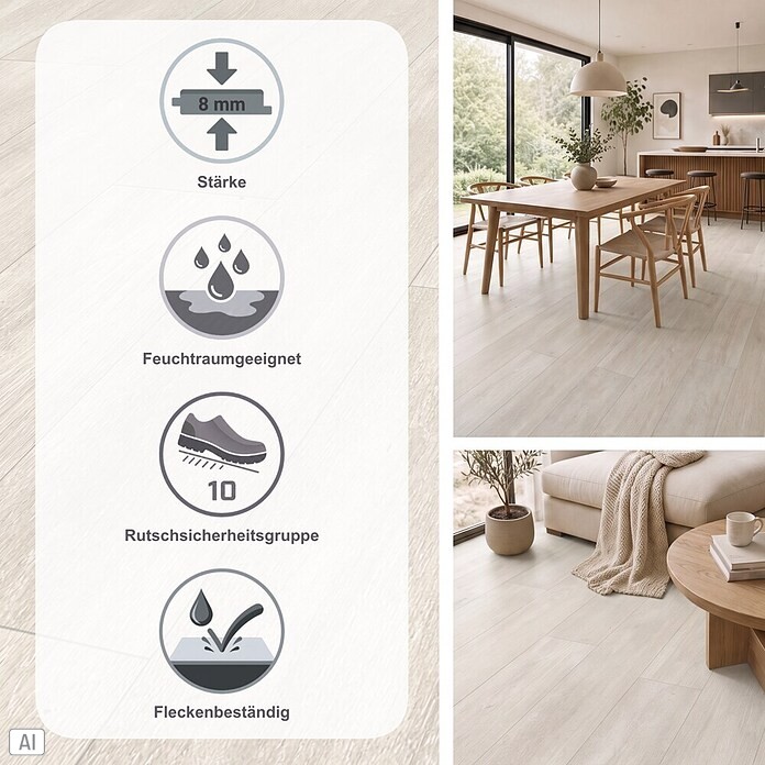 Parador Designboden Modular One (Eiche Nordic weiß, 1 285 x 194 x 8 mm) | BAUHAUS