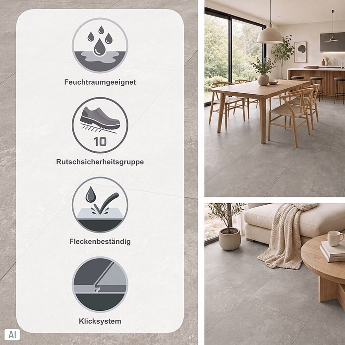 Parador Designboden Modular One (Stein Atlas hellgrau, Landhausdiele, 853 x 400 x 8 mm) | BAUHAUS