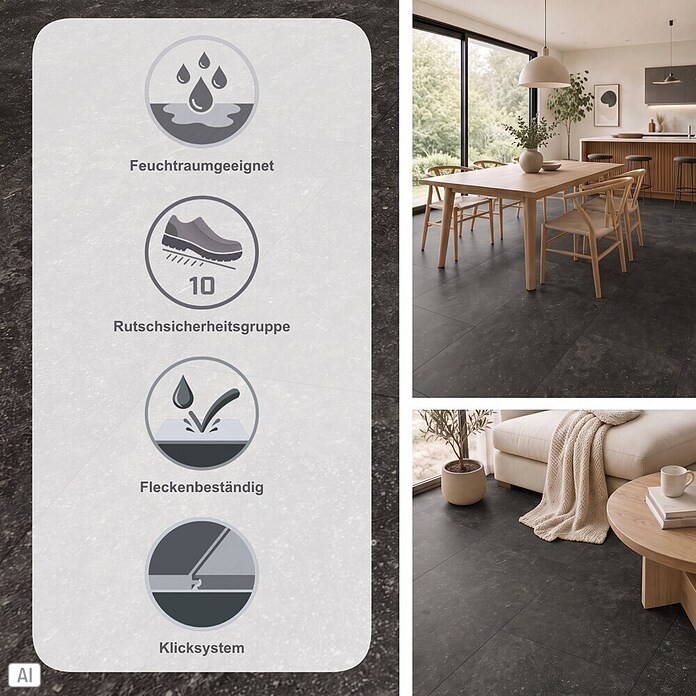 Parador Designboden Modular One (Granit anthrazit, Landhausdiele, 853 x 400 x 8 mm) | BAUHAUS
