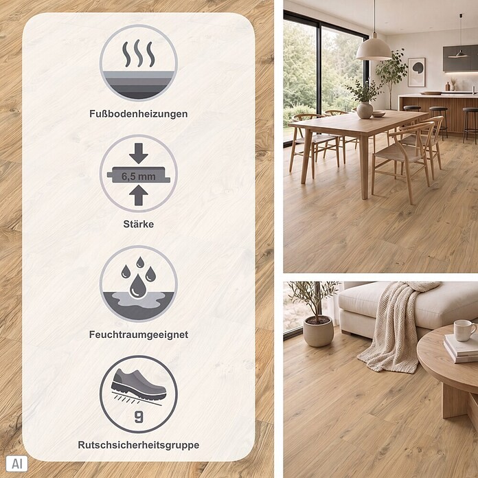 Living by Haro Hydrostar Designboden (Eiche Alba, Landhausdiele, 1 282 x 235 x 6,5 mm) | BAUHAUS