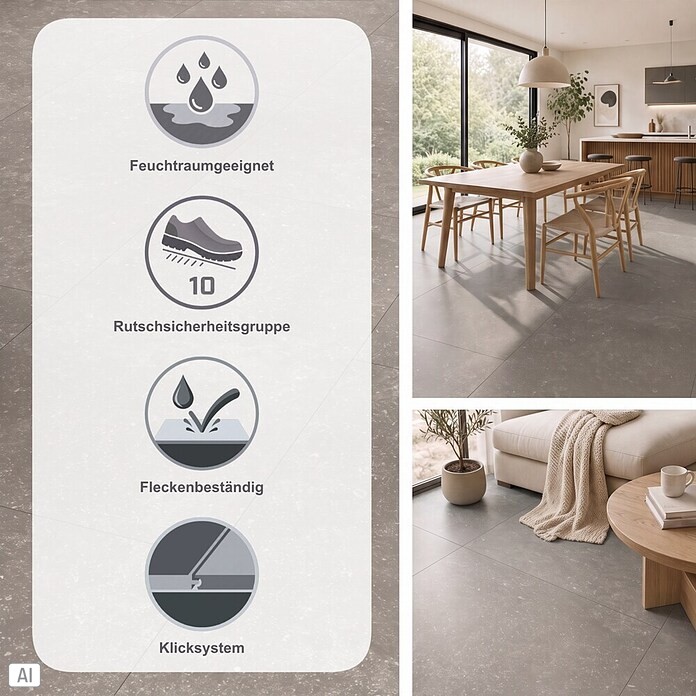 Parador Designboden Modular One (Granit grau, Landhausdiele, 853 x 400 x 8 mm) | BAUHAUS