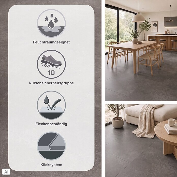 Parador Designboden Modular One (Stein Atlas schattengrau, Landhausdiele, 853 x 400 x 8 mm) | BAUHAUS