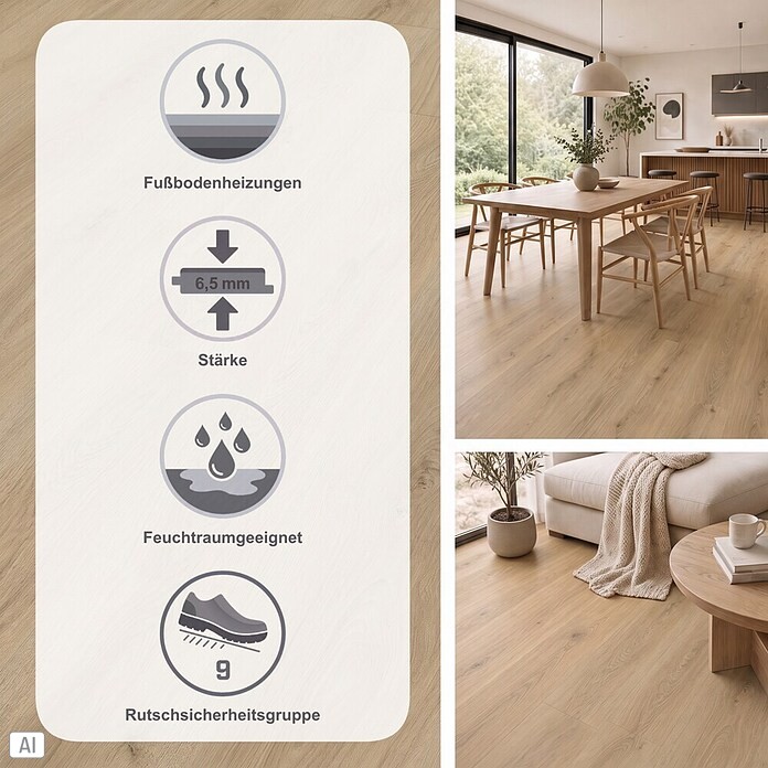 Living by Haro Hydrostar Designboden (Eiche Lucca puro, Landhausdiele, 1 282 x 235 x 6,5 mm) | BAUHAUS