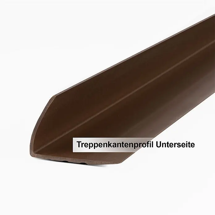 Floordirekt Treppenkantenprofil Toronto 120 cm Braun - Kunststoff, Braun - Braunes L-förmiges Treppenkantenprofil (Unterseite).