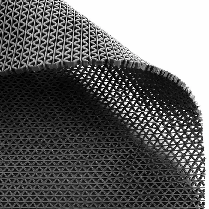 Floordirekt Antirutschmatte Anti-Slip für Barfußzonen - UV-beständig - Grau - 90 x 200 cm - Grau - Dunkelgraue texturierte Antirutschmatte mit gewelltem, offenmaschigem Muster.