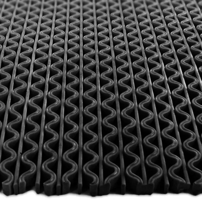 Floordirekt Antirutschmatte Anti-Slip für Barfußzonen - UV-beständig - Schwarz - 90 x 100 cm - Schwarz - Dunkelgraue geriffelte Antirutschmatte.