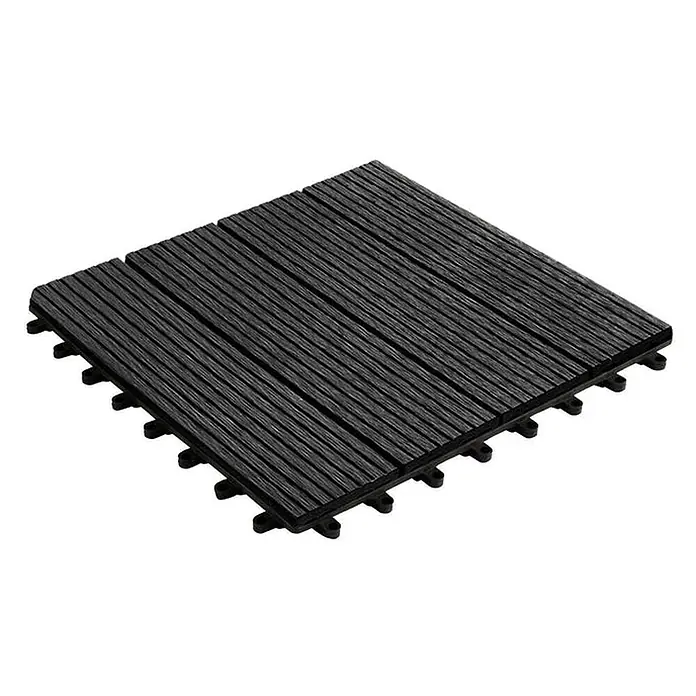 Floordirekt WPC-Klickfliese Royal Anthrazit 30 x 30 cm 11er-Set -  - Dunkelgraue Verbundstoff-Terrassenplatte mit Rillen und Stecksystem.