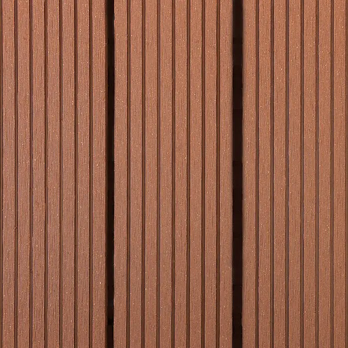 Floordirekt WPC-Klickfliese Royal Hellbraun 30 x 60 cm 6er-Set -  - Braune Verbunddielen mit gerillter Oberfläche, vertikal angeordnet mit schmalen Fugen.