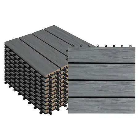 Floordirekt  Klickfliese WPC Classic 30 x 30 cm Grau 11er-Set