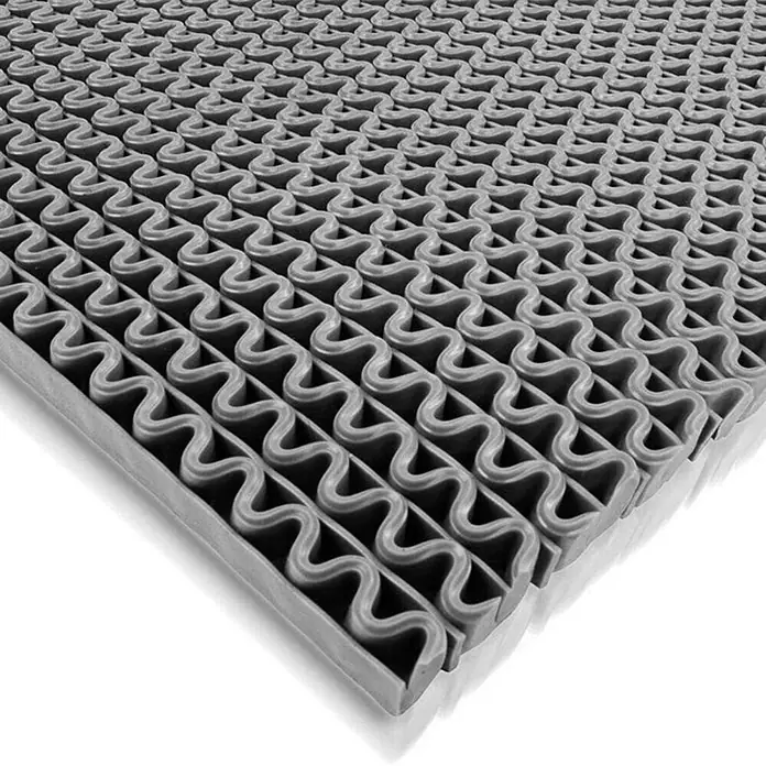 Floordirekt Antirutschmatte Anti-Slip für Barfußzonen - UV-beständig - Grau - 90 x 250 cm - Grau - Graue offene S-Muster Matte, ideal für Drainage und Rutschfestigkeit. Robustes Material.