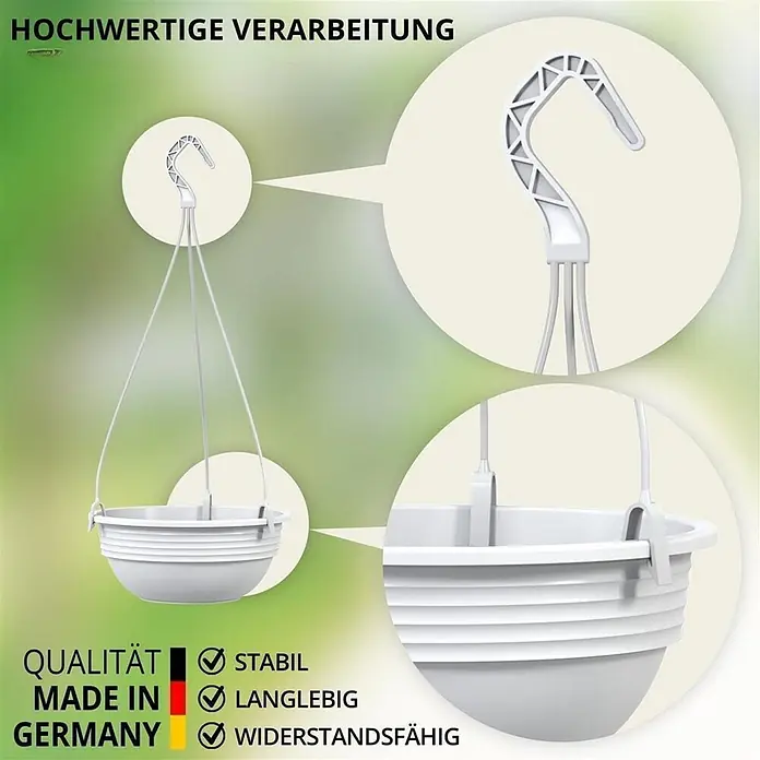Plastard Pflanztopf Ø 32 cm in Weiß mit Aufhänger, Deko Pflanzschale - 1 Stk., Außenmaß (Ø x H): 32 x 12,5 cm, Kunststoff, Weiß - Weißer Hängeblumentopf aus Kunststoff mit stabilem Haken.