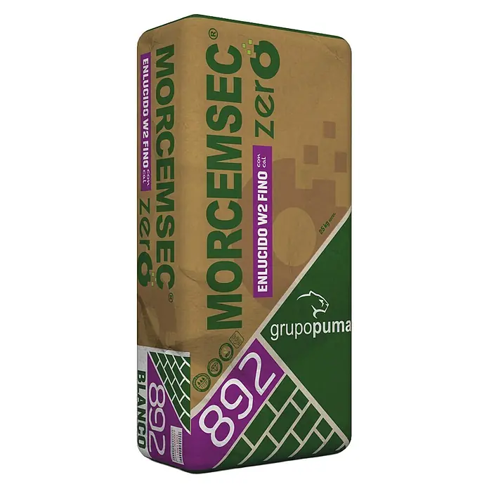 Grupo Puma Enlucido fino MORCEMSEC - 25 kg - Saco de papel marrón de Morcemsec Zero yeso fino blanco con cal, 25 kg.