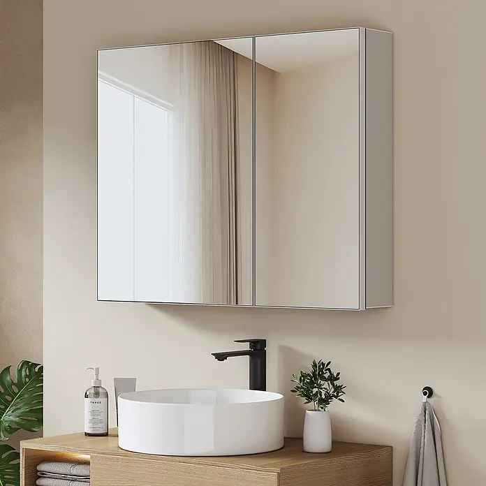 Emke Spiegelschrank Nexus - Aluminium, Weiß