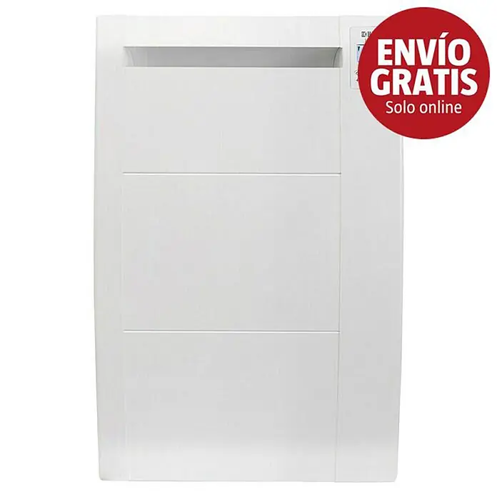 HJM Emisor térmico RFC WiFi - 500 W, Blanco, 10,5 x 38 x 58,5 cm, Cerámico - Radiador eléctrico blanco rectangular con lamas horizontales.