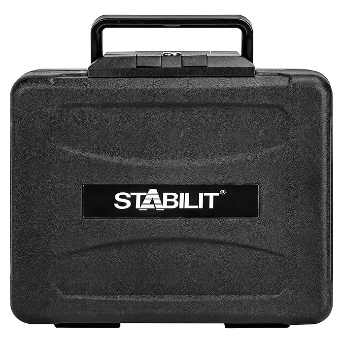 Stabilit Dokumentenkassette - L x B x H: 390 x 365 x 170 mm, Kunststoff - Schwarzer strukturierter Kunststoffkoffer mit Griff und STABILIT-Logo.