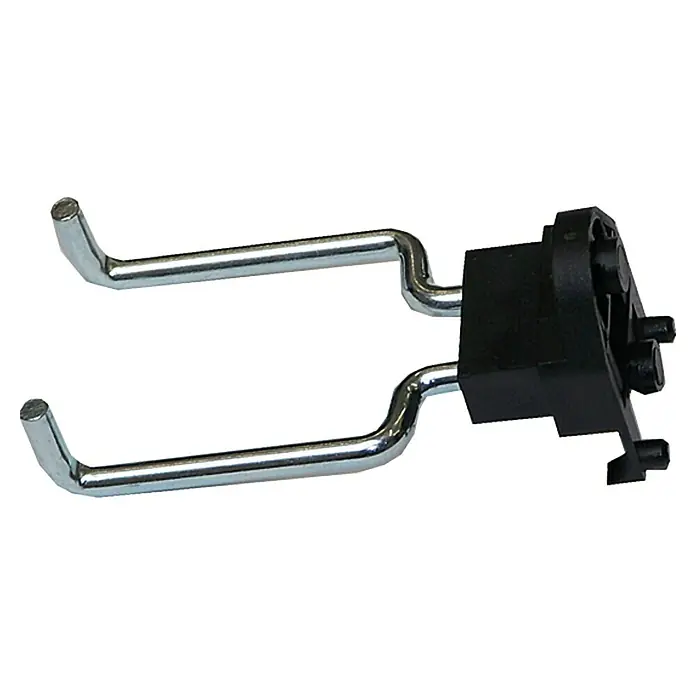 Küpper Lochwandhaken 7204 - Passend für: Küpper Stahlblech-Lochwand, Länge: 60 mm, 4 -tlg. - Doppelhaken mit schwarzer Kunststoffhalterung für eine sichere Befestigung von Produkten im Verkaufsraum.