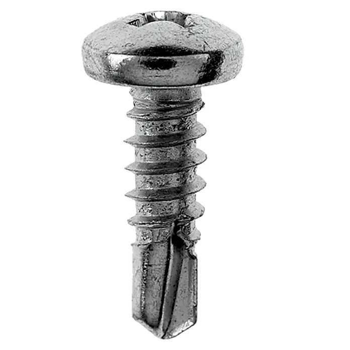 Profi Depot Blechbohrschraube - Ø x L: 3,5 x 9,5 mm, Verzinkt, 250 Stk. - Nahaufnahme einer selbstbohrenden Schraube mit Senkkopf, ideal für Metallarbeiten und Befestigungen.