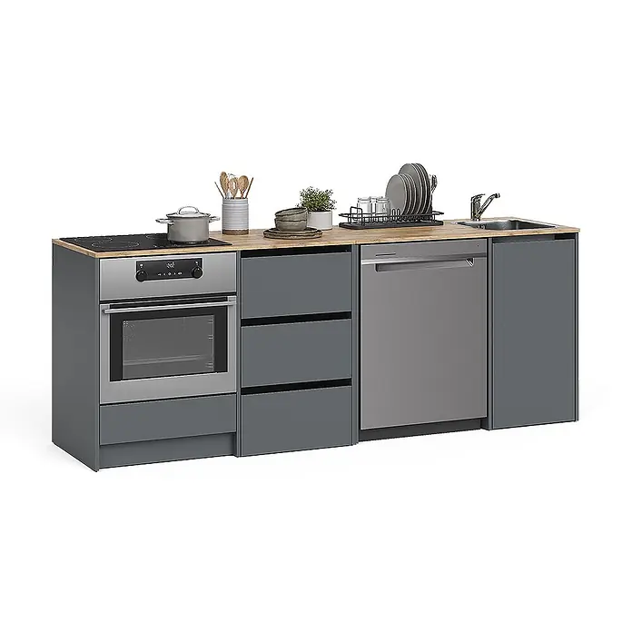 Vicco Küchenleerblock - Breite: 230,4 cm, Anthrazit