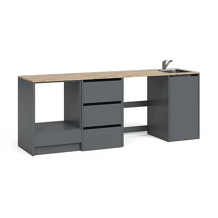 Vicco Küchenleerblock - Breite: 230,4 cm, Anthrazit