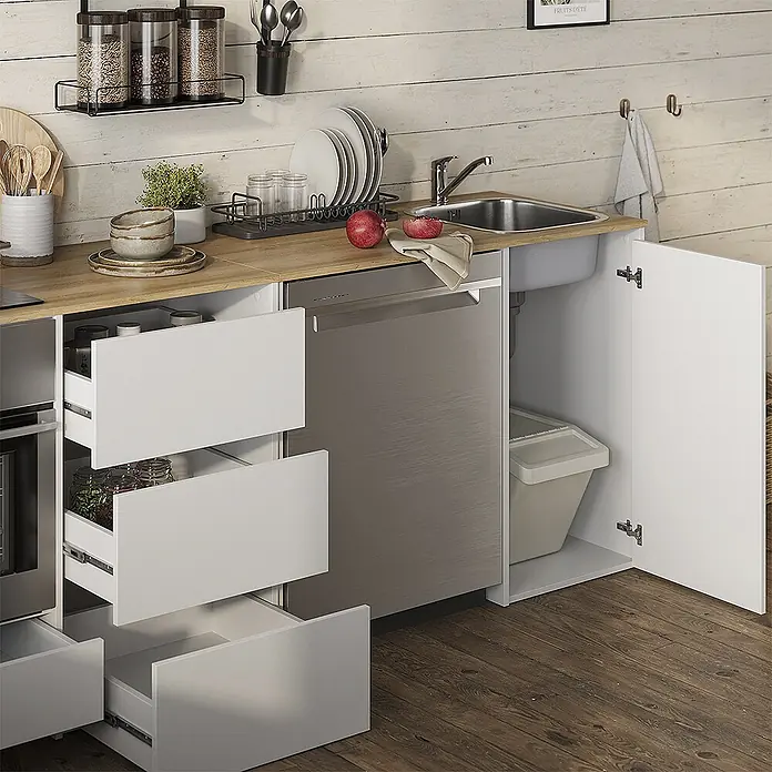 Vicco Küchenleerblock - Breite: 230,4 cm, Weiß