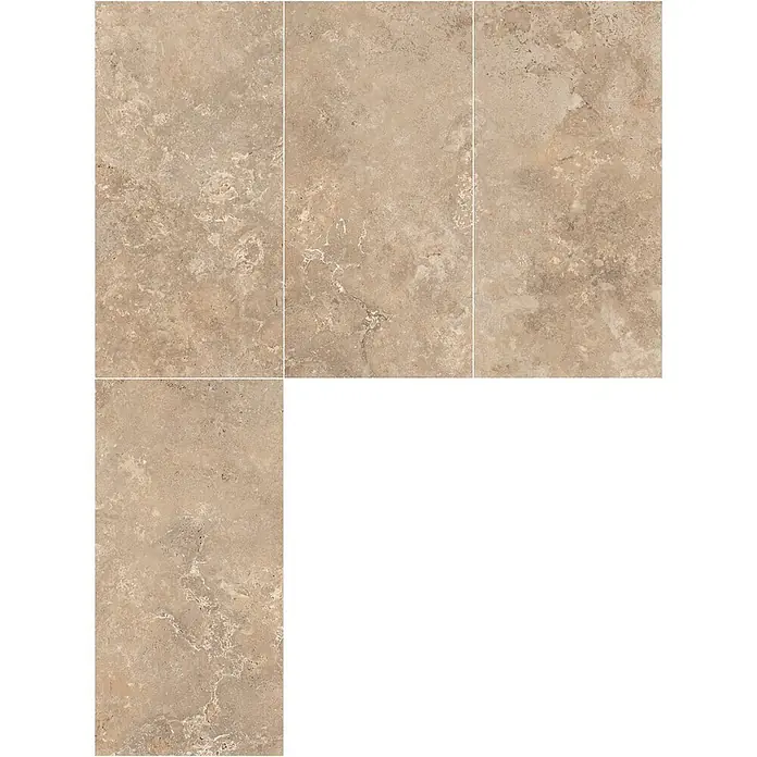 Feinsteinzeugfliese CREMA TRAVERTINO – 60 x 120 cm, Travertinoptik, Mat - 