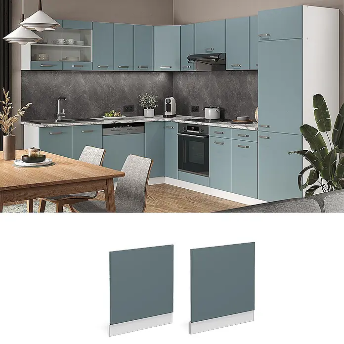 Vicco Frontblende R-Line, Blau-Grau, 60 cm - 