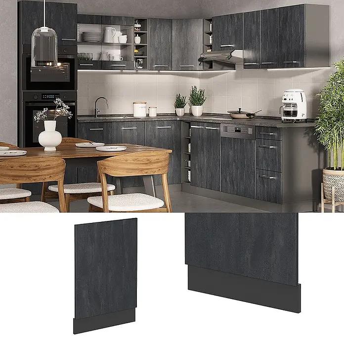 Vicco Frontblende R-Line, Schwarz Beton, 45 cm - 