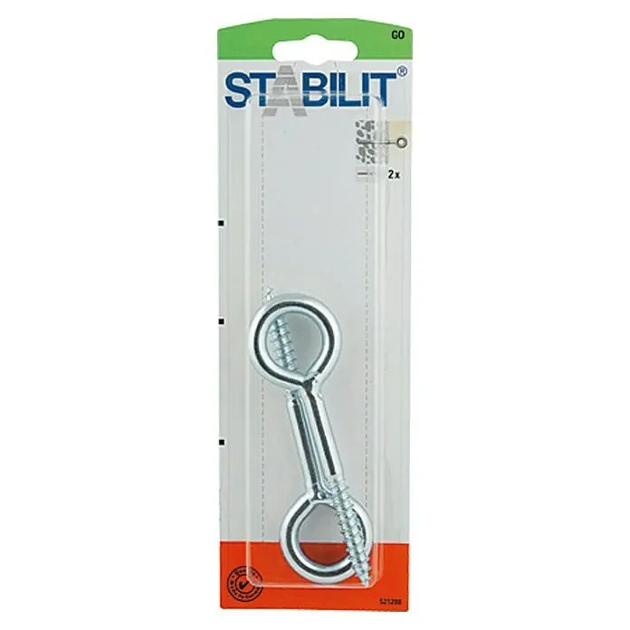 Stabilit Gerüstöse GO - 2 Stk., Stahl - Eine Packung Stabilit Ringschrauben, ideal zum Aufhängen leichter Gegenstände im Innenbereich. Verzinkt für lange Haltbarkeit.