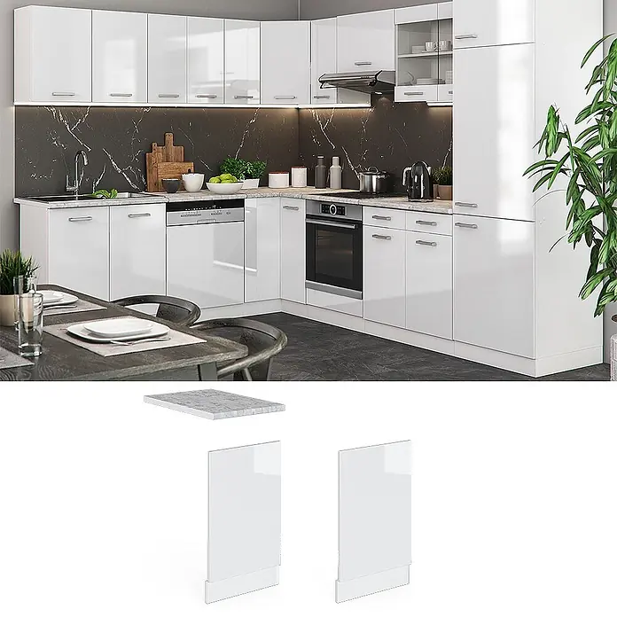 Vicco Frontblende R-Line, Weiß Hochglanz, 45 cm - 